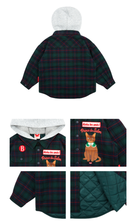 BEBE DE PINO Prince cat check flannel padding shirt