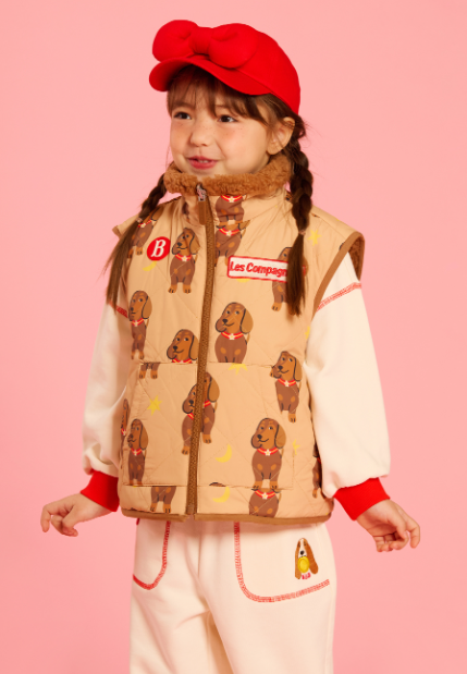 BEBE DE PINO All over dachshund reversible padding vest