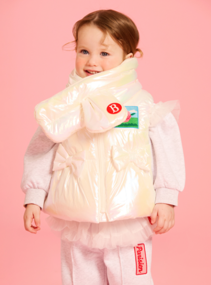 BEBE DE PINO Rose glossy ribbon padding vest set