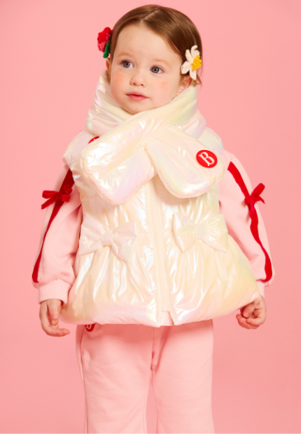 BEBE DE PINO Rose glossy ribbon padding vest set