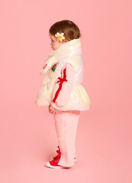 BEBE DE PINO Rose glossy ribbon padding vest set