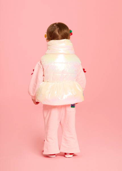 BEBE DE PINO Rose glossy ribbon padding vest set