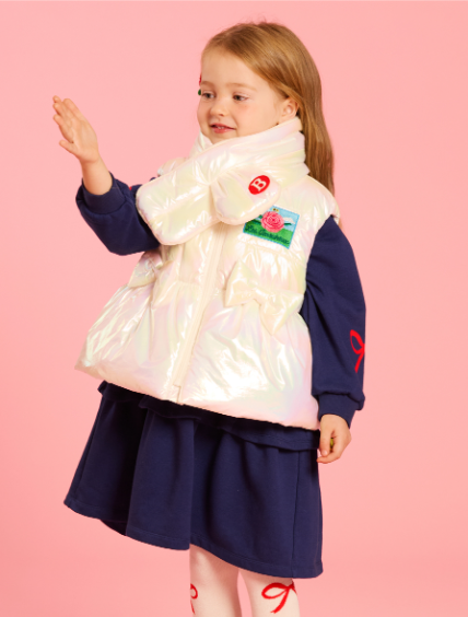BEBE DE PINO Rose glossy ribbon padding vest set