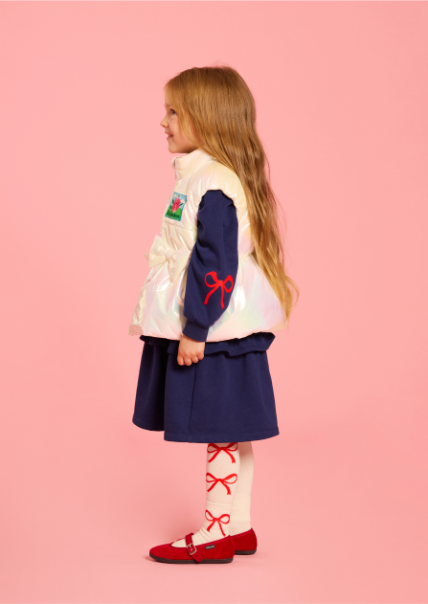 BEBE DE PINO Rose glossy ribbon padding vest set
