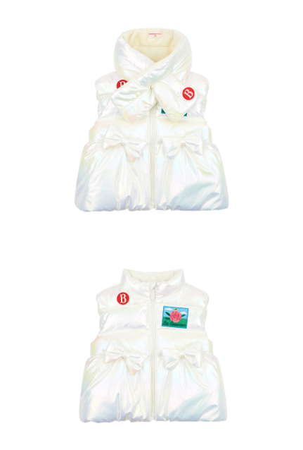 BEBE DE PINO Rose glossy ribbon padding vest set