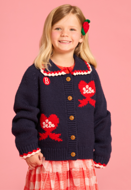BEBE DE PINO Bebedepino heart scallop collar sweater cardigan