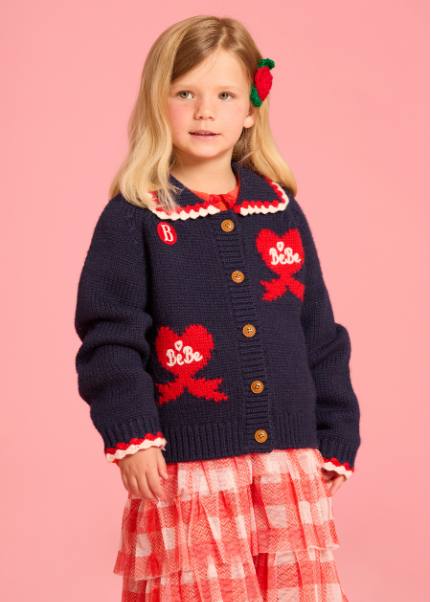 BEBE DE PINO Bebedepino heart scallop collar sweater cardigan