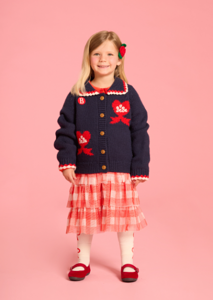 BEBE DE PINO Bebedepino heart scallop collar sweater cardigan