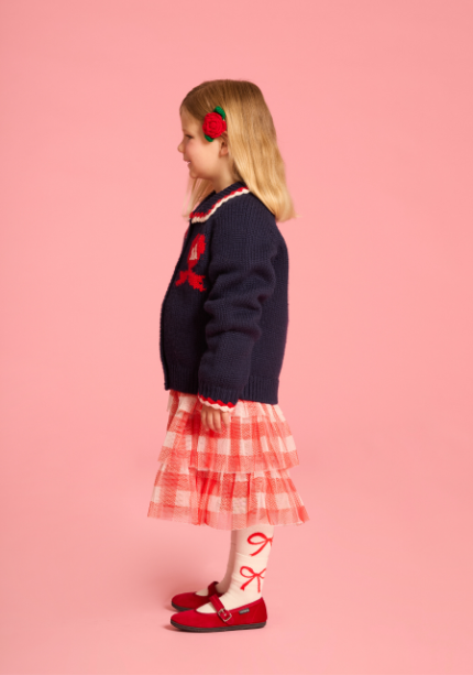 BEBE DE PINO Bebedepino heart scallop collar sweater cardigan