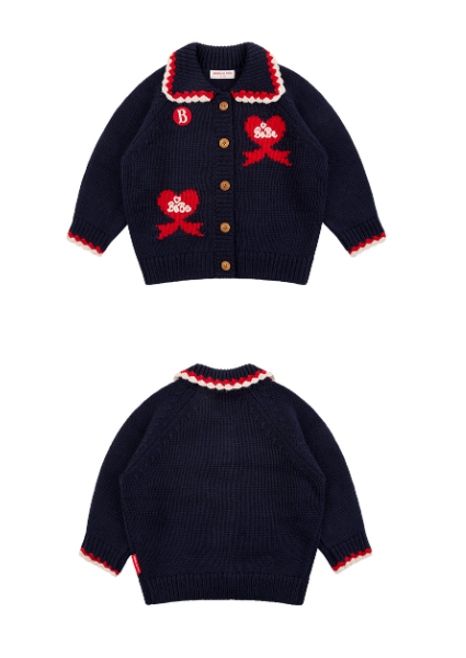 BEBE DE PINO Bebedepino heart scallop collar sweater cardigan