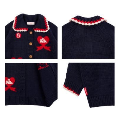 BEBE DE PINO Bebedepino heart scallop collar sweater cardigan