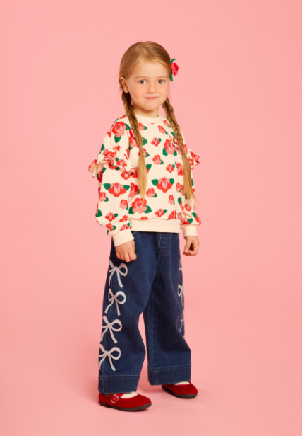 BEBE DE PINO Ribbon Wide-Fit Denim Pants