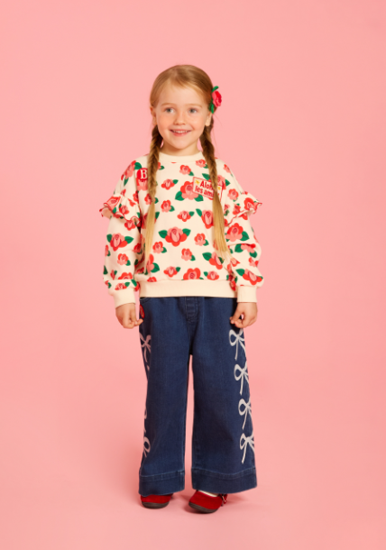 BEBE DE PINO Ribbon Wide-Fit Denim Pants