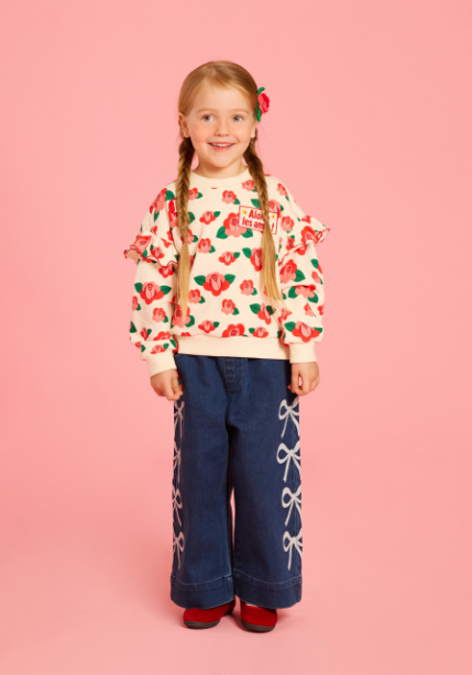 BEBE DE PINO Ribbon Wide-Fit Denim Pants