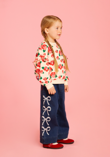 BEBE DE PINO Ribbon Wide-Fit Denim Pants