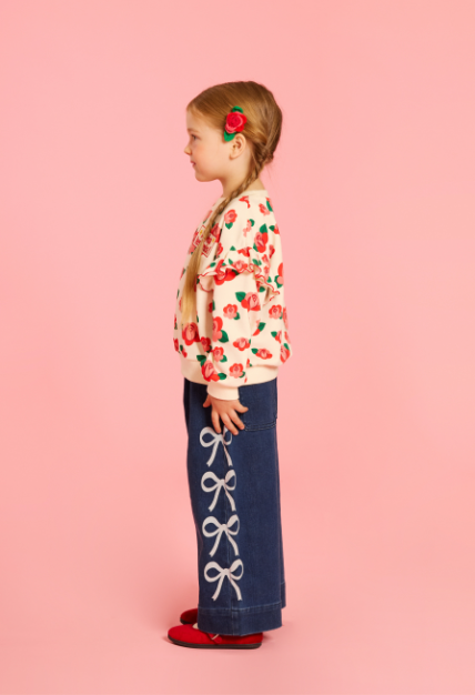 BEBE DE PINO Ribbon Wide-Fit Denim Pants