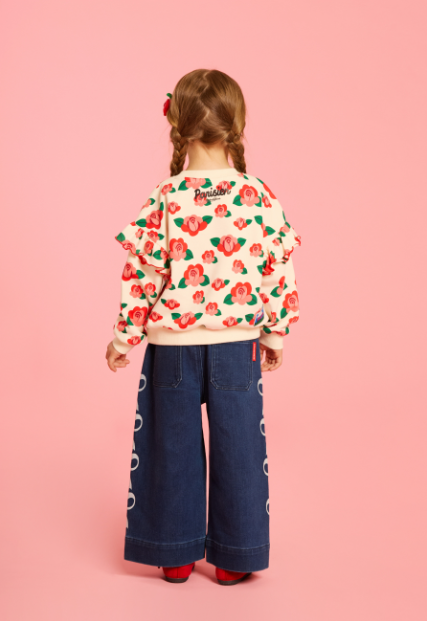 BEBE DE PINO Ribbon Wide-Fit Denim Pants