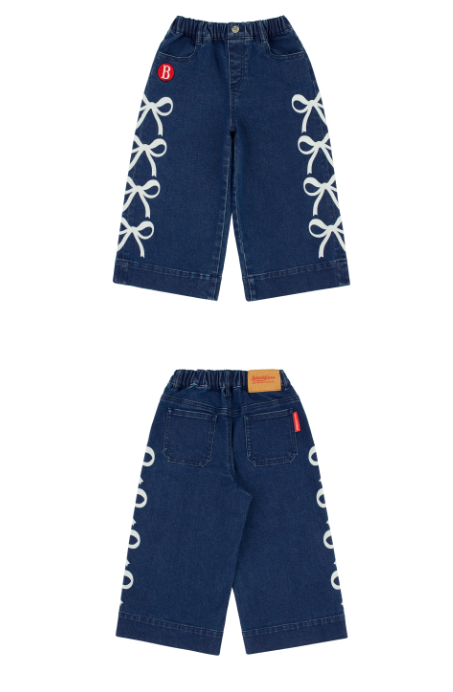 BEBE DE PINO Ribbon Wide-Fit Denim Pants