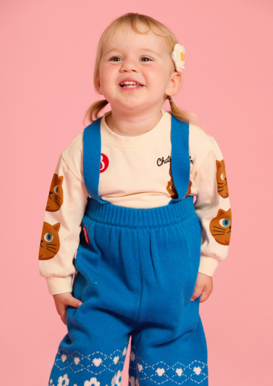 BEBE DE PINO Flower duck baby nordic sweater suspender pants