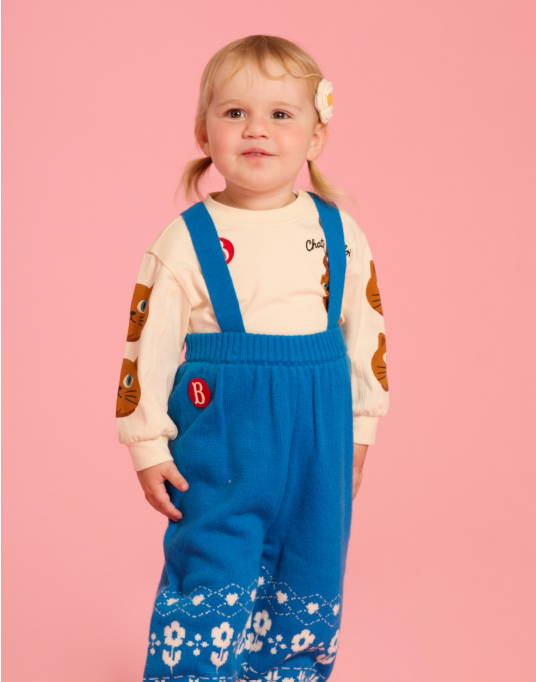 BEBE DE PINO Flower duck baby nordic sweater suspender pants