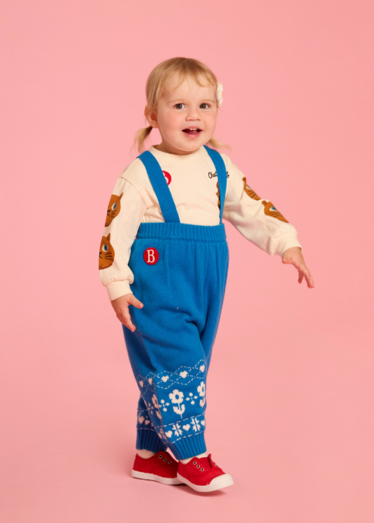 BEBE DE PINO Flower duck baby nordic sweater suspender pants