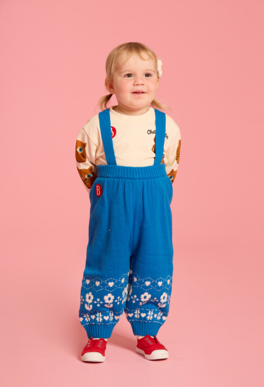 BEBE DE PINO Flower duck baby nordic sweater suspender pants