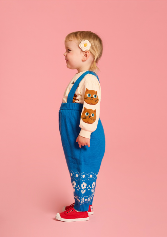 BEBE DE PINO Flower duck baby nordic sweater suspender pants