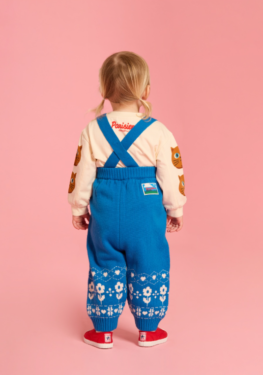 BEBE DE PINO Flower duck baby nordic sweater suspender pants