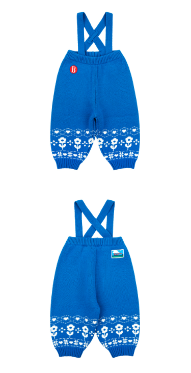 BEBE DE PINO Flower duck baby nordic sweater suspender pants
