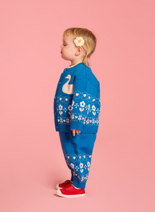 BEBE DE PINO Flower duck baby nordic sweater cardigan