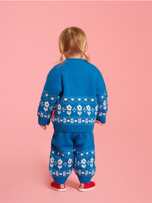 BEBE DE PINO Flower duck baby nordic sweater cardigan