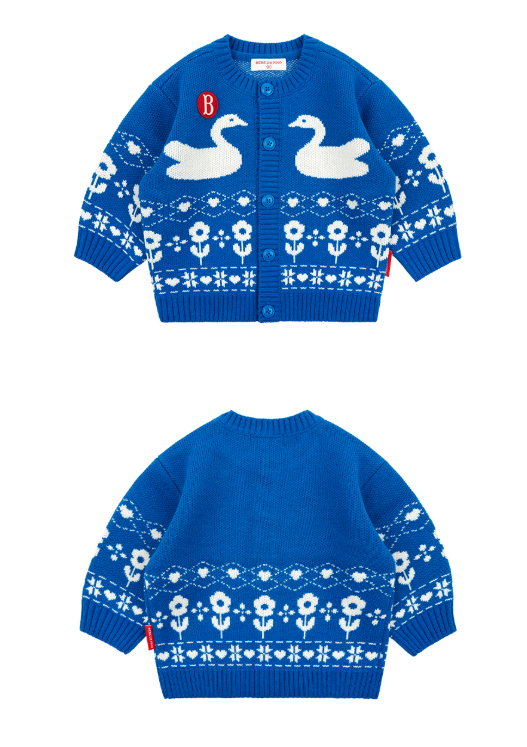 BEBE DE PINO Flower duck baby nordic sweater cardigan