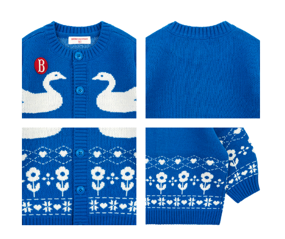 BEBE DE PINO Flower duck baby nordic sweater cardigan