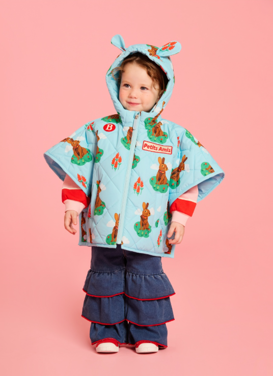BEBE DE PINO Check ribbon baby frill denim pants