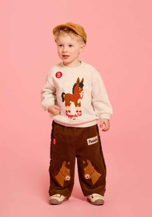 BEBE DE PINO Pony baby applique corduroy pants