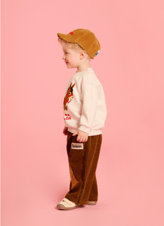 BEBE DE PINO Pony baby applique corduroy pants