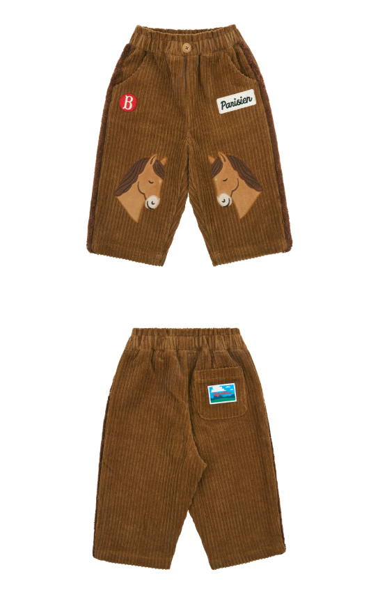 BEBE DE PINO Pony baby applique corduroy pants