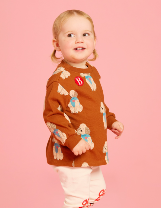 BEBE DE PINO All over poodle baby long sleeve tee