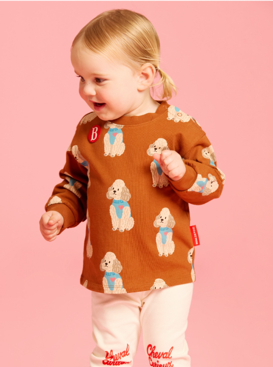 BEBE DE PINO All over poodle baby long sleeve tee