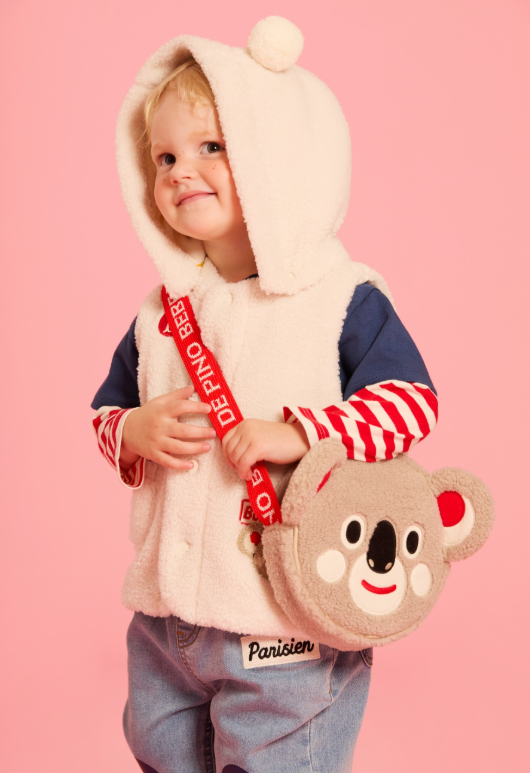BEBE DE PINO Baby Koala Tumble Fur Hooded Vest