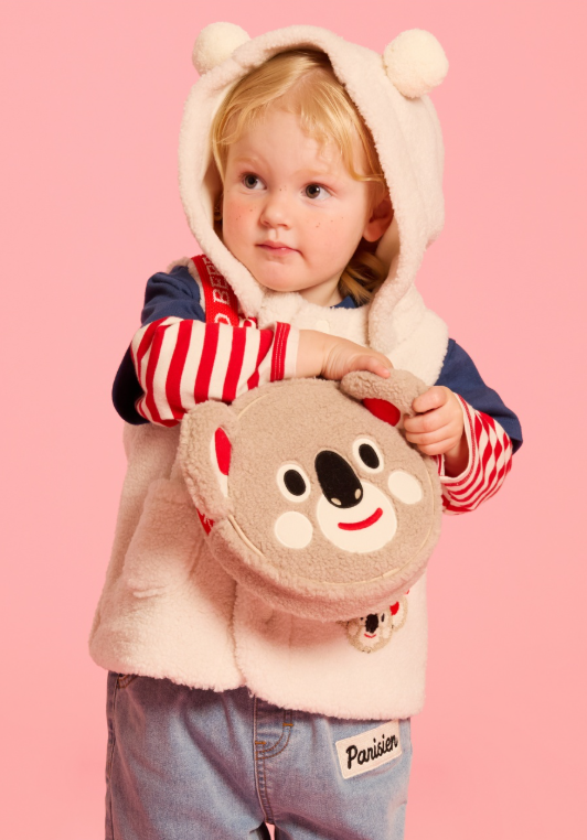 BEBE DE PINO Baby Koala Tumble Fur Hooded Vest