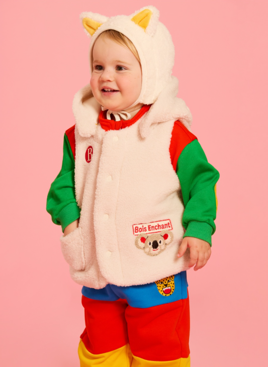 BEBE DE PINO Baby Koala Tumble Fur Hooded Vest