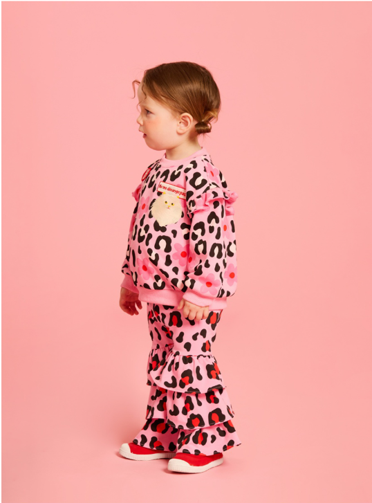 BEBE DE PINO All over leopard ruffle sweatpants