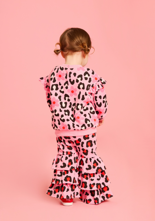 BEBE DE PINO All over leopard ruffle sweatpants