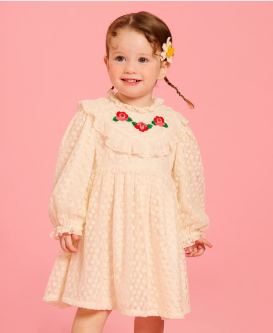 BEBE DE PINO Camellia baby lace frill dress