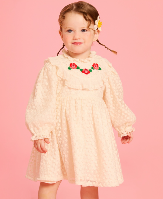 BEBE DE PINO Camellia baby lace frill dress