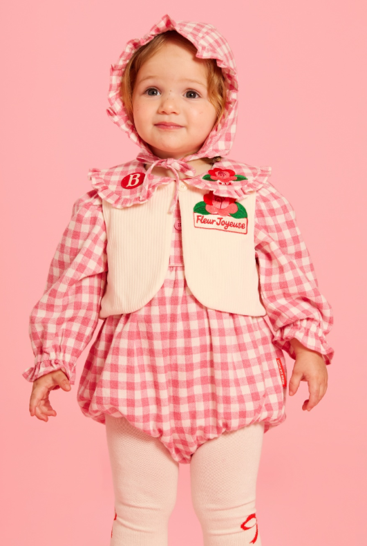 BEBE DE PINO Camellia baby check puff bodysuit set