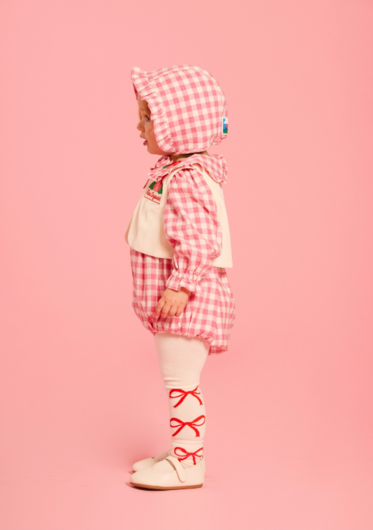 BEBE DE PINO Camellia baby check puff bodysuit set