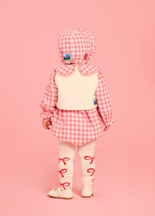 BEBE DE PINO Camellia baby check puff bodysuit set