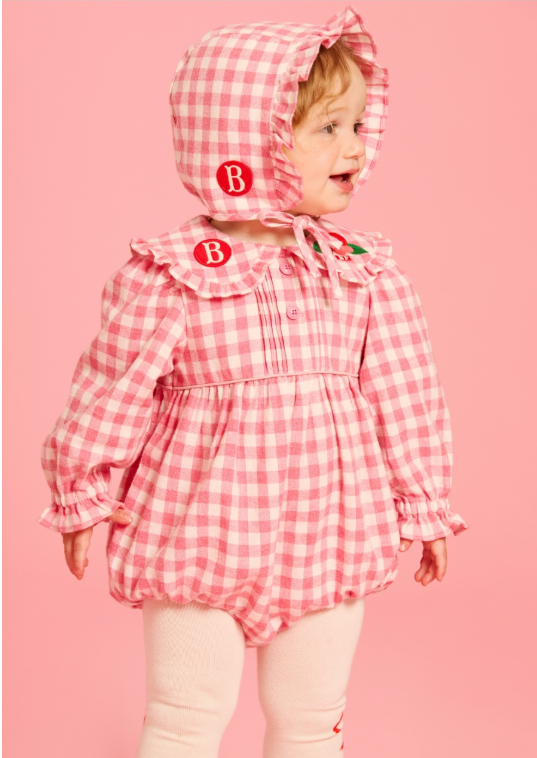 BEBE DE PINO Camellia baby check puff bodysuit set